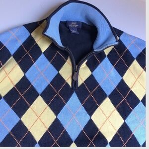 Brooks Brothers “346”   1 /4 zip colourful argyle  Pima cotton pullover  Sz XL